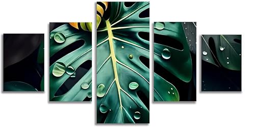 Broderie diamant 5D feuilles et gouttelette d'eau pour créer une décoration murale de salon