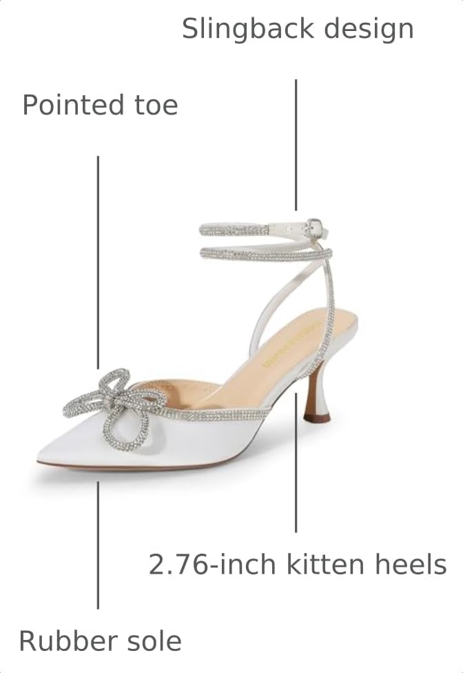 Image of DREAM PAIRS Kitten Rhinestone Bow Ankle Strap Closed Heels