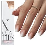 BTArtboxnails XCOATTIPS Ombre Nails - Extra Short Square Press on Nails, 150Pcs 15 Sizes Nude Square Nails Peach, Soft Gel False Nail, Soak Off Acrylic Fake Nails Extensions