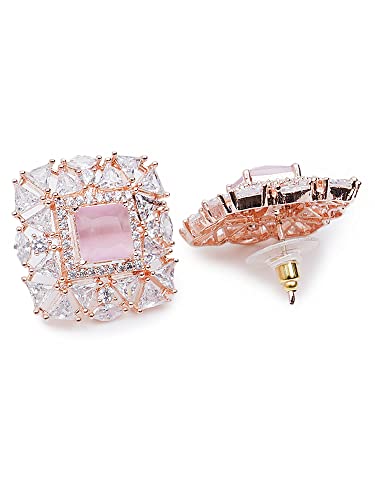 Karatcart American Diamond Studded Classic Stud Earrings for Women - Image 4