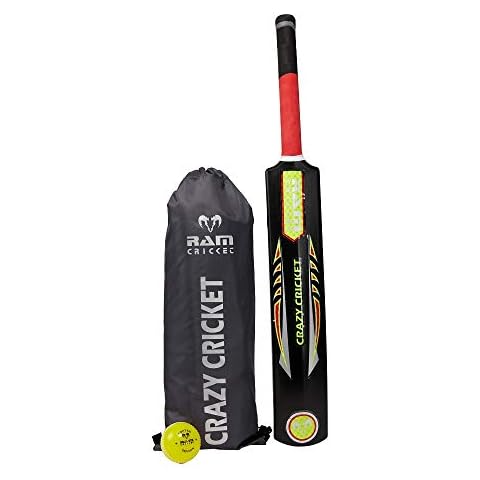 Ram Crazy Cricket Bat and Ball Set - Crazy Cricket Bat and Softee Ball, Kwik, Quick, Beach, Park (2) Cover