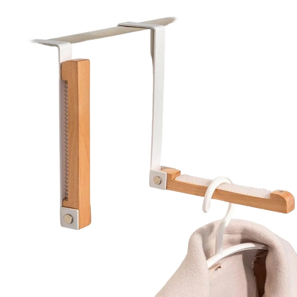 Hndhbfgrt As Shown 2Pcs Portable Travel Door Hooks For Coat, Hats Robes Folders, Wooden Hook Organizer Rack Fiddle Clothes Hanger For Laundry Room