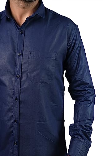 Image of HARPITA Men's Solid Regular Fit Cotton Casual Shirt with Spread Collar & Full Sleeves