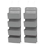 Delta Children Organizer da appendere alla porta con 4 tasche, confezione da 2, soluzione facile da riporre e organizzare, versatile e accessibile in qualsiasi stanza della casa, grigio tortora