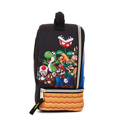 Pvc Free Insulated Large Dual Compartments Zippered Mario & Friends Gamer Lunch Box Bag #TOP1