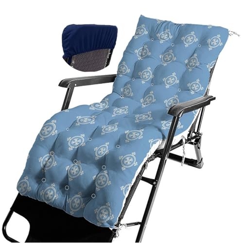 Highdi Cojin para Tumbona de jardín Solamente, Cojines Sillas Reclinables, Antideslizante, Gruesos, Bohemio Cojines para sillones de Exterior, Colchón Banco, Acolchado Grueso (Azul,110x45cm)