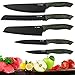 Price comparison product image NASIYA Kitchen Knife Set, 5 Pcs Stainless Steel Kitchen Knives, Ergonomic Handle & High Coated Non-Stick Black Colored Blade with Sheaths, Sharp Blade for Chopping, Cutting & Slicing
