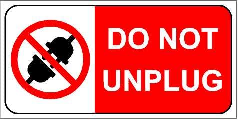 Do not unplug electrical stickers - 50mm x 25mm (100)