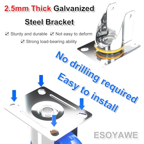 カート家具用交換用キャスターホイール 4個セット 4インチ 5インチ 工業用プレートキャスター ダブルボールベアリングラバーキャスタ
