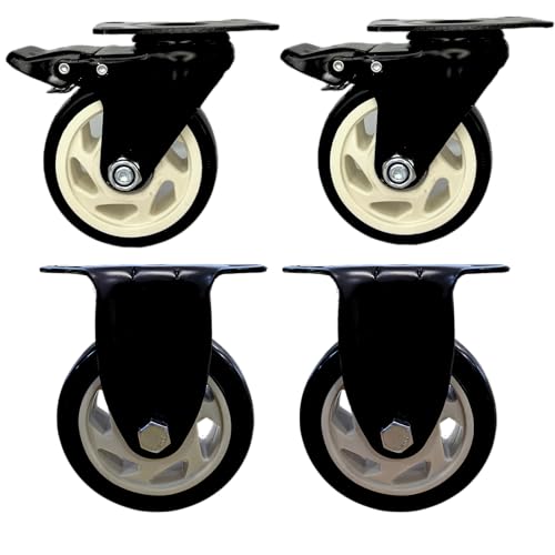 Kit 4 Rodinhas Rodizio Roda 4 Polegadas Giratórias E Fixas (Preto)