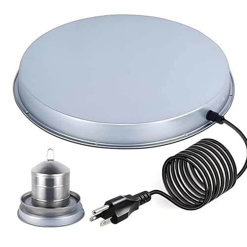 GUEOQTC Chicken Water Heater for Winter,110Watt Heated Poultry Waterer Base,with Thermostat and 9.8ft Power Cord, Dia.11in