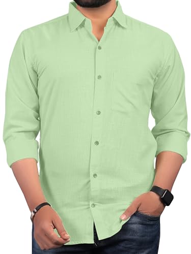 Image of Men Regular Fit Solid Spread Collar Casual Shirt