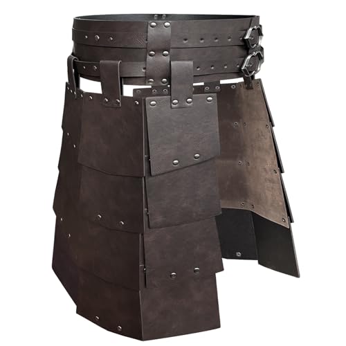 HiiFeuer Armure de cuisse médiévale en faux cuir à large ceinture, Armure de taille rétro à deux côtés, armure de jupe de mercenaire et de chevalier pour le jeu...
