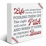 Baseball Sign Inspirational Baseball Wood Box Sign Baseball Player Lover Fans Home Shelf Tabletop Decor 5 X 5 Inches