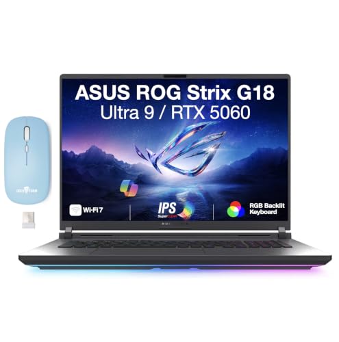 Image of ASUS ROG Strix G18 Gaming Laptop 18 inch 240Hz IPS WQXGA Display (Intel Ultra 9-275HX, GeForce RTX 5060 8GB, 64GB DDR5, 8TB PCIe SSD, RGB KB, Thunderbolt 4, Win 11 Home) w /Dockztorm Wireless Mouse