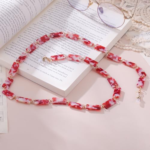 Image of kkjoy Acrylic Glasses Chain Colourful Squares Beach Holidays Sunglasses Holder Strap Eyeglass Lanyards for Women Men
