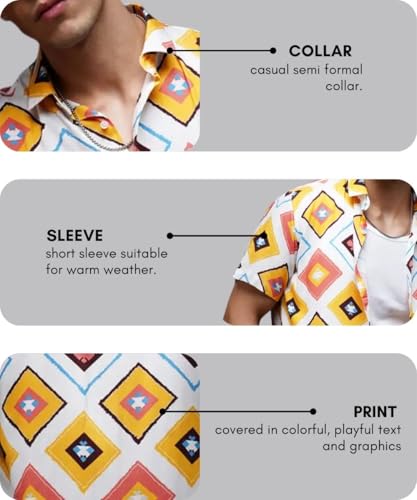 Image of DHRUVI TRENDZ Men's Rayon Regular Fit Shirt Casual Stylish|Printed | Half Sleeve | Formal Shirts| Summer Button-Down