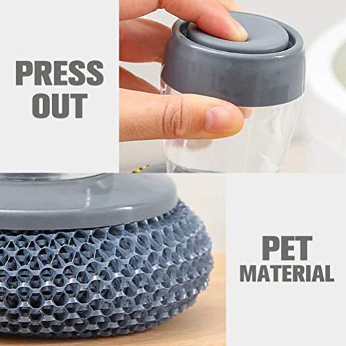 Image of Soap Dispensing Palm Brush Washing Brush with Integrated Detergent Dispenser Steel Dish Scrubber soap Stop Cleaner Metal Sponge Household Kitchen Cleaning Twin