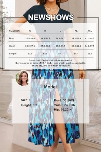 Image of Newshows Women's 2026 Lightweight Summer Wedding Guest Beach Vacation Casual V Neck Split Flowy Maxi Dress