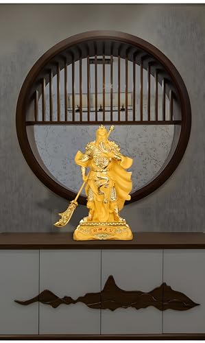 Estatua dorada Guan Gong 38 cm resina miniatura 5