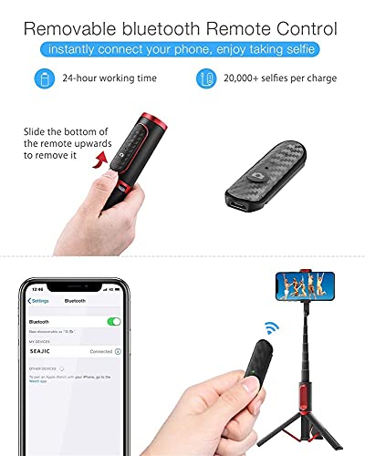Trípode para selfie SCRUBY rojo con Bluetooth inalámbrico y soporte reforzado de 15 kg 7