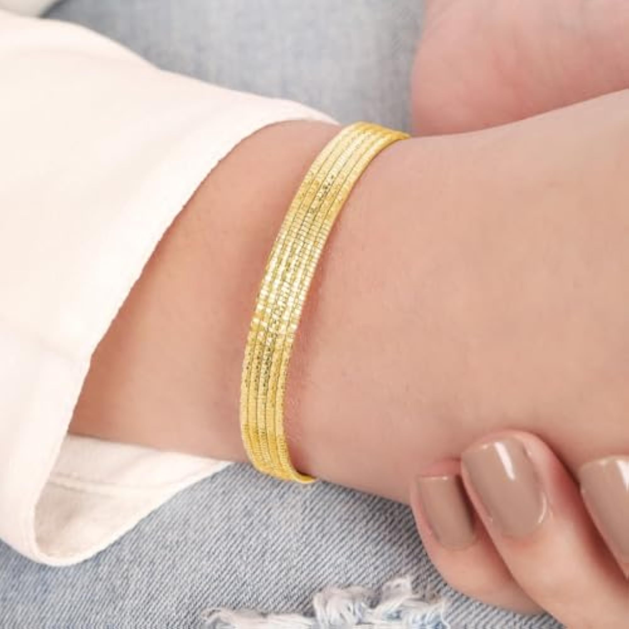 Women's 925 Sterling Silver Minimal Gold Plating Chain Bracelet