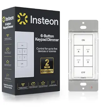 Insteon 6-Button Dimmer Keypad, In-Wall Smart Scene Controller