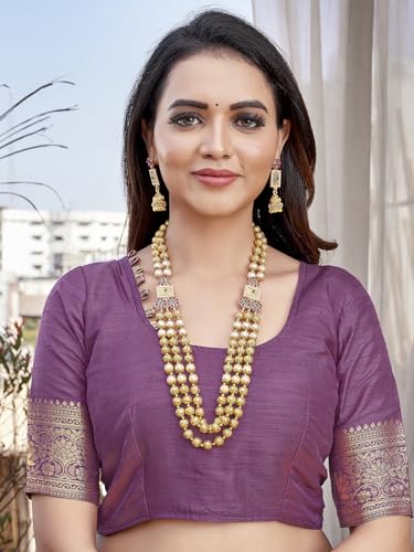 Image of Satrani Women's Jacquard Silk Blend Saree