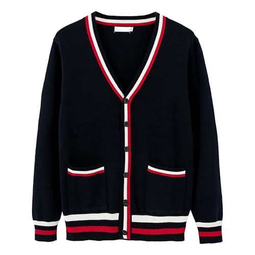 JEKE-DG Men's V Neck Knit Cardigan Sweater Button Down Heavy Weight Sweater Long Sleeve Fashion Winter Sweaters