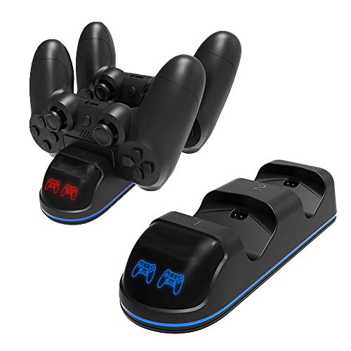 WSJMJ PS4 Contrôleur Double Station de Charge, Station de Charge à Deux Contrôleurs USB PS4, Charge Rapide avec Indicateur LED, pour Les Contrôleurs Minces PS4 / PS4 Pro / PS4 Cover
