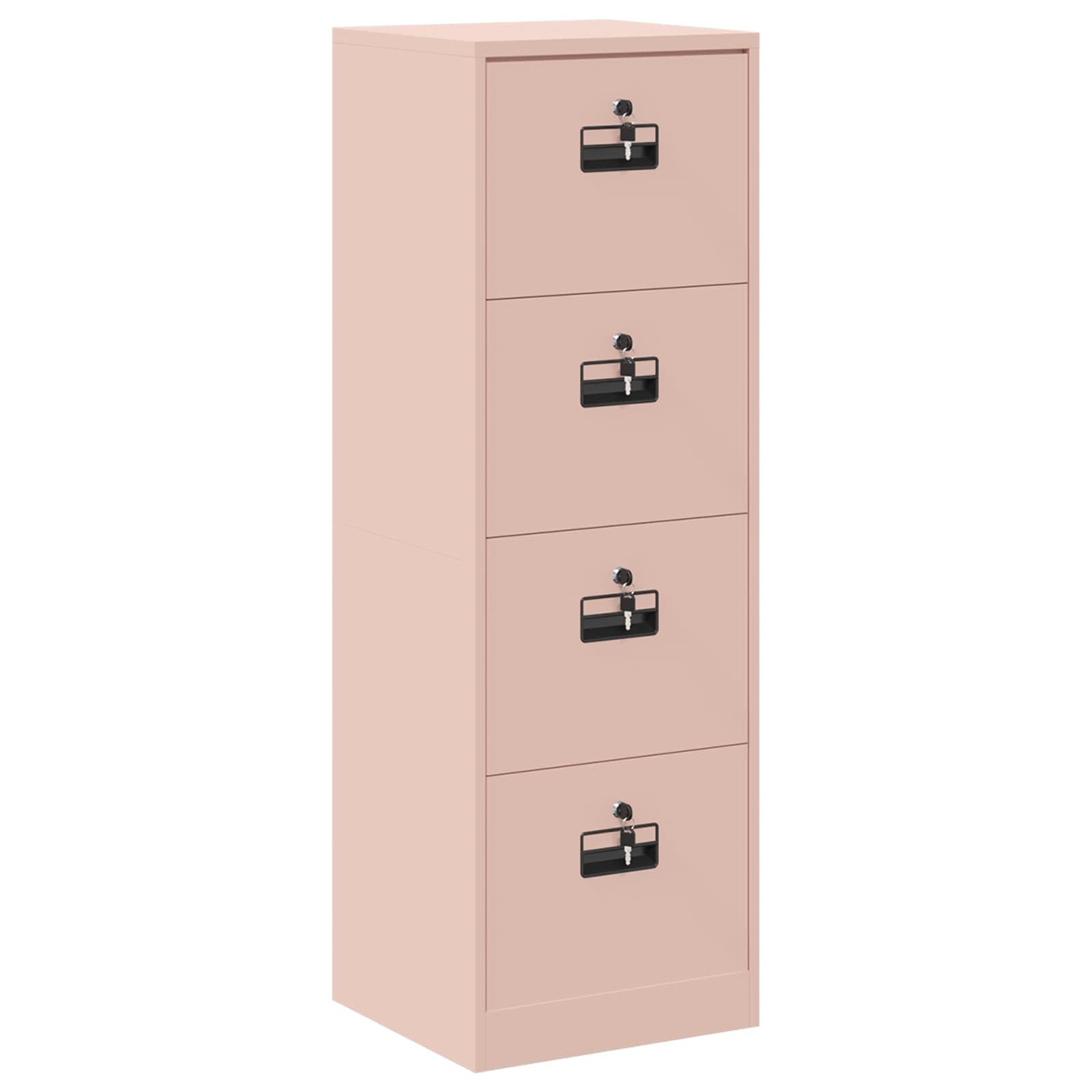 Armadietto portadocumenti rosa, 45,5 x 42 x 139 cm, in acciaio laminato a freddo, con ripiani estraibili e serrature a cilindro, per ufficio, studio o studio