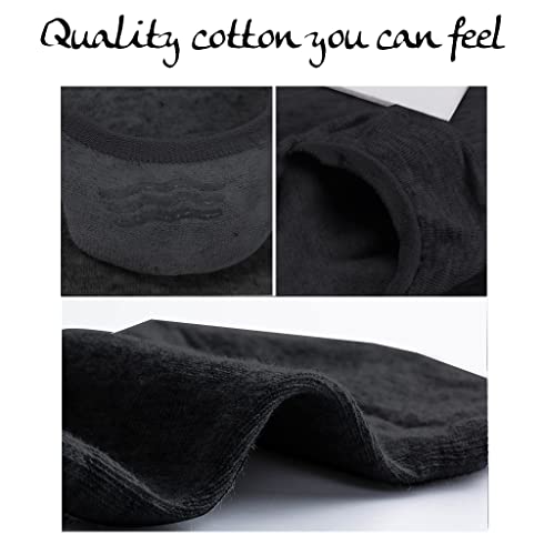 Image of Womens no show low cut liner invisible nonslip socks for flats sneakers- 80% cotton sock in white black grey & skin (Black, 8-11)