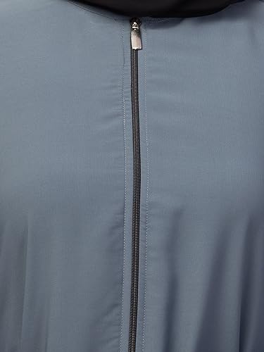 Image of Mallika Women Modest Wear Nida Matt Front Open Zipper Abaya Burkha for Everyday use (Grey, XS)