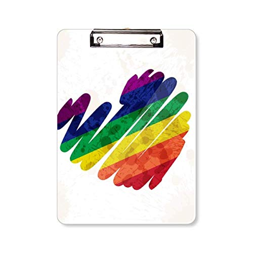 Support de plaque A4 LGBT à pince robuste avec motif peinture coeur coloré