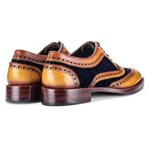 Image of Lethato Wingtip Brogue Oxford Handcrafted Men's Genuine Leather Lace up Dress Shoes