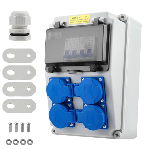 Coffret de Chantier, Tableau Électrique 16A Coffret Électrique en Saillie Avec 230V Coffret de Chantier Étanche IP67 Coffret Électrique Mural Répartiteur pour Atelier Ou Chantier Intérieur Extérieur