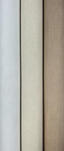 Image of KCS 3 pc of 15 inch x 18 inch(38cmx45cm) 18 Count Cross Stitch Cotton Aida Cloth Needlework Rolled Fabric Box,18CT,White+Oatmeal+Khaki