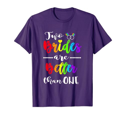 Two Brides are Better Than One Shirt Lesbian Pride LGBT Tee T-Shirt, Men, Purple, Small