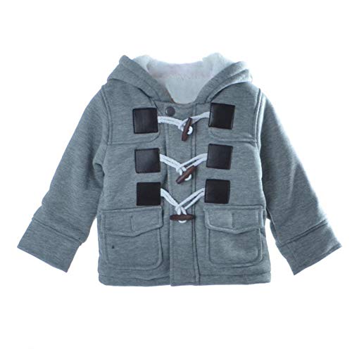 Gaorui Abrigo de forro polar cálido con capucha para bebés y niños pequeños, gris, 2-3 Years