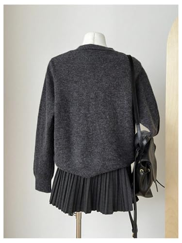 Women's Embroidery Button Down Crewneck Cardigan Long Sleeve Knit Cardigan Sweater Trendy2