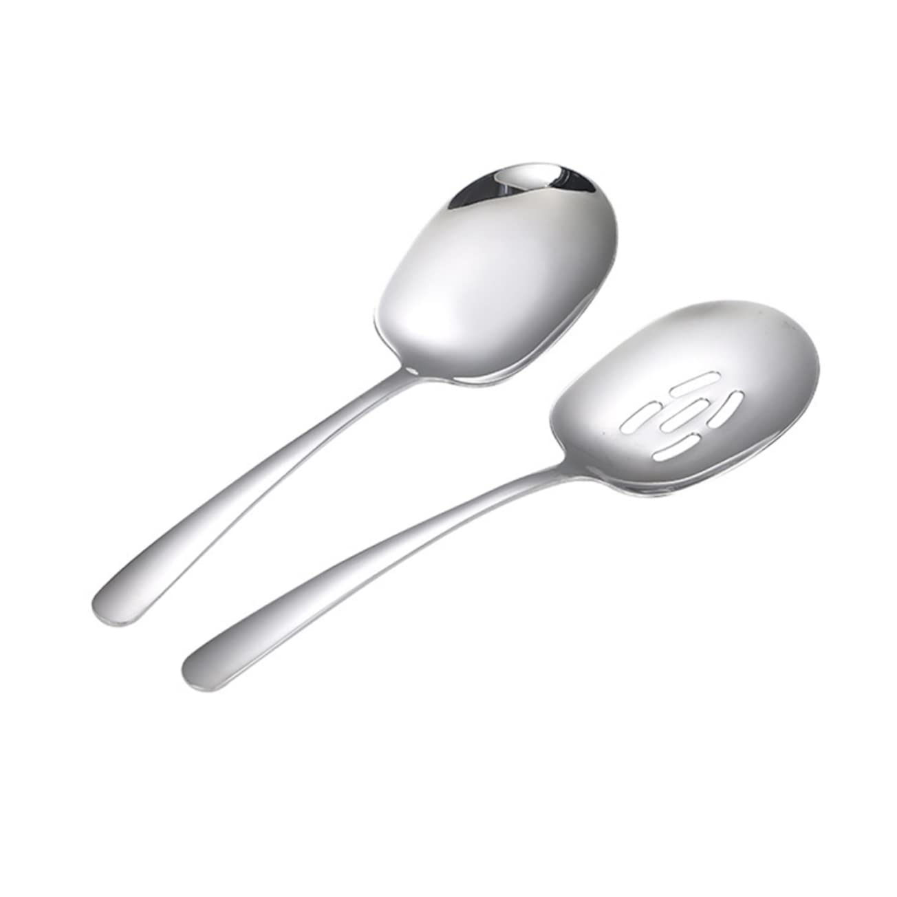 OFFSCH Set of 2 304 Stainless Steel Slotted Serving Spoons Large Capacity for Easy Serving