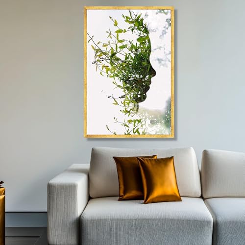 Impression d'art abstrait de plante 70x110cm prête à suspendre sans cadre visible