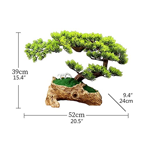 Liushop Artificial Cypress Bonsai In Root Carving Base Emulate Simulation Decorative Artificial Tree Fake Plants White Ceramic Horse Sculpture Ornaments Zen Desktop Home Decor Artificial Bonsai #TOP1