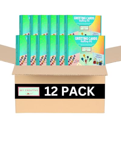 MY CREATIVE CAMP 12 Pack Bulk Greeting Cards Quilling Kit, DIY Greeting Card Making Kits for Kids and Adults, Paper Quilling Kit for Beginners, 14 Projects with Instructions