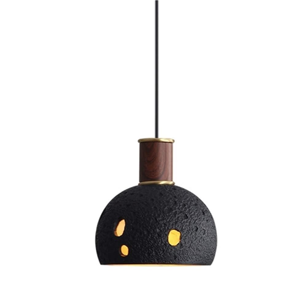 Lampe suspendue vintage noire au design épuré inspiré de l'artisanat japonais