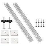 2 Stück 400mm T Nut Schiene aus Aluminiumlegierung, T-Track Gleitschiene mit Schrauben, T Nut Gleitschiene Gehrungsschiene Set für Holzbearbeitung, Enthält 2 M8 Griff 2 M6 und 2 M8 Gleitblock