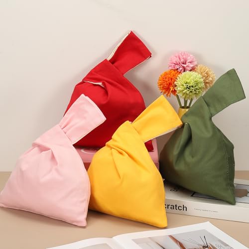 Bolso tipo clutch de algodón uxcell con nudo para muñeca, bolso de noche pequeño miniatura 7
