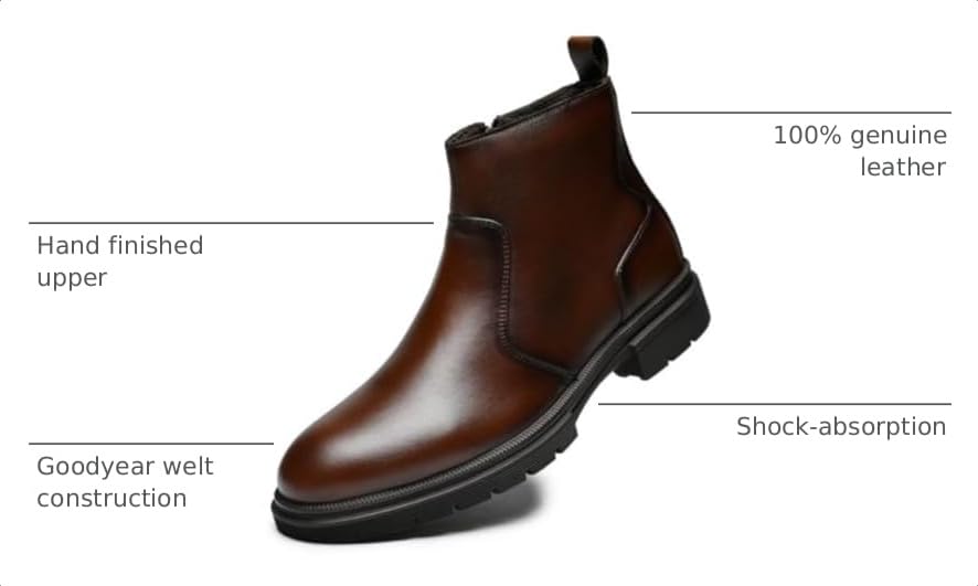 Image of Arkbird Men's Dress Boots Genuine Leather Ankle Boot for Men Classic Casual Oxford Style Footwear