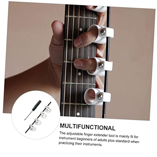 Adjustable Finger Expander and Protector for Guitar Ukulele Bass Mandolin Piano Finger Trainer Tools with Guards for Beginners to Stretch Strengthen and Prevent During Practice