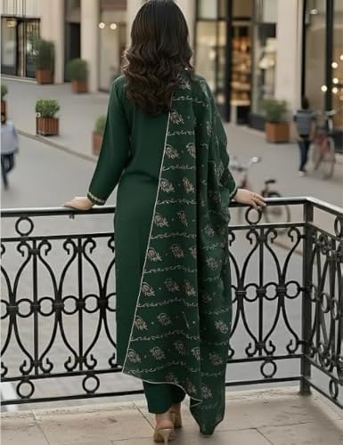 Image of Women's Blue Color Polyester Kurta Set with Pant & Dupatta | 3-Piece Suit